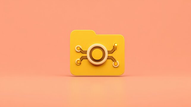 Bright yellow camera featuring a gold lens, capturing the essence of photography and visual technology