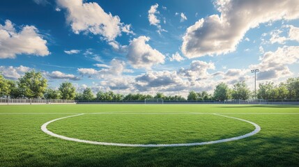 Obraz premium Green field blue sky landscape