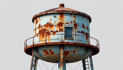 Rusty water tower urban landscape photography industrial environment close-up view architectural decay