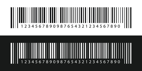 Barcode and QR code labels for scanning, retail store product ID labeling stickers. Pricing tags, serial number badges, inventory barcodes, package tracking codes vector in eps 10.