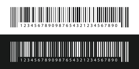 Barcode and QR code labels for scanning, retail store product ID labeling stickers. Pricing tags, serial number badges, inventory barcodes, package tracking codes vector in eps 10.