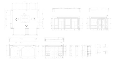Interior design 2d pantry and dining room area luxurious original vector