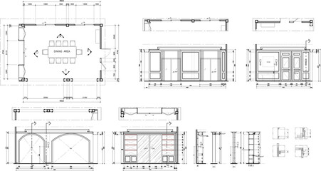 Interior design 2d pantry and dining room area luxurious original vector