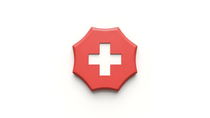 Stylized Flat and Modern Medical Alert Emergency Icon – Red Cross Healthcare Symbol for Hospital, First Aid, and Emergency Services Design
