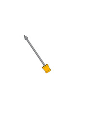 Fototapeta premium A simple illustration of an all-metal, short-head screwdriver with gray and yellow coloring, against a white background
