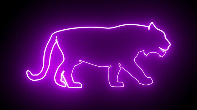  Hand drawn animal silhouette  neon animation	
