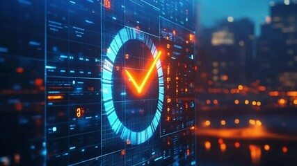 Cyberpunk Cityscape: Digital Clock Glows, Futuristic Time - Powered by Adobe