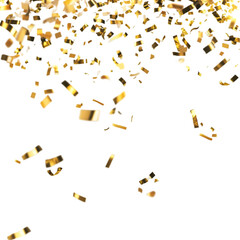 Golden confetti falling on black background celebration party festive