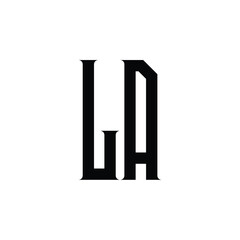 LA monogram logo design letter text name symbol monochrome logotype alphabet character simple logo