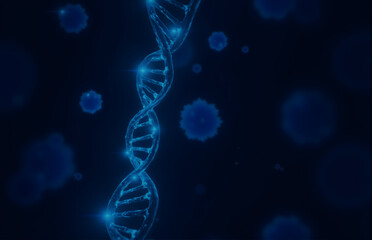 Naklejka premium DNA Double Helix Structure with Molecular Background