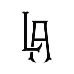 LA monogram logo design letter text name symbol monochrome logotype alphabet character simple logo