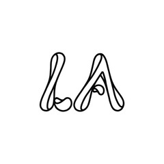 LA monogram logo design letter text name symbol monochrome logotype alphabet character simple logo