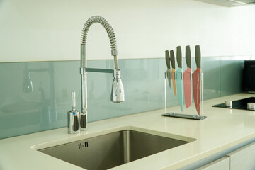 Modern kitchen faucet and sink with kitchen knife set,filter effect