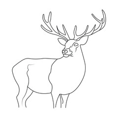 Vector illustration of a wild deer head silhouette with antlers, a mammal often associated with nature and hunting