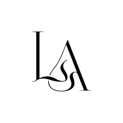 LA monogram logo design letter text name symbol monochrome logotype alphabet character simple logo