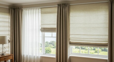 Beige window treatments