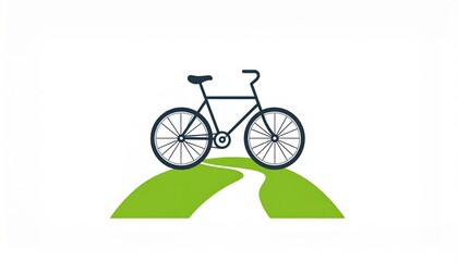 Fototapeta premium Bicycle on a green hill pathway illustration for cycling adventures and outdoor recreation promoting healthy lifestyle and eco-friendly transportation