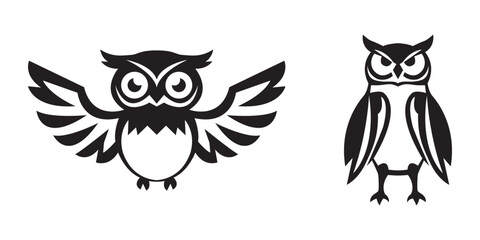 Simple owl birds silhouette vector illustration