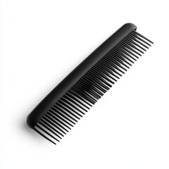 Black Plastic Comb Isolated on White Background With Shadow Effects