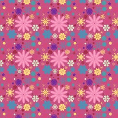 Background design, retro geometric floral pattern, watercolor, abstract fabric pattern