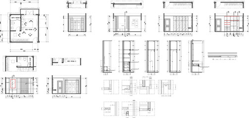 Interior design 2d bedroom area luxurious original vector.01
