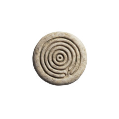 Ancient Stone Disc with Concentric Spiral Labyrinth Design