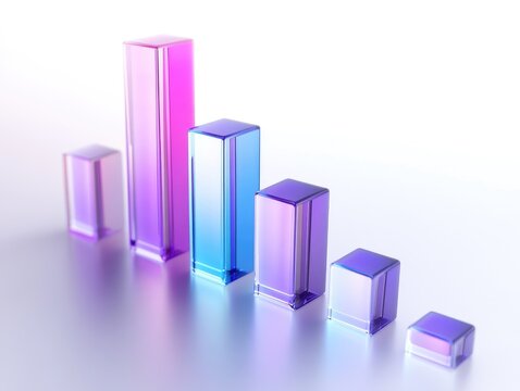 Glass bar graph showing declining trend