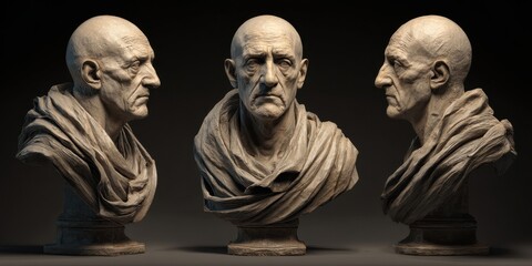 Obraz premium Three-dimensional rendering of a contemplative bust.