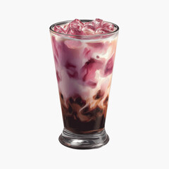 Iced Purple Drink with Coffee and Cream in Tall Glass