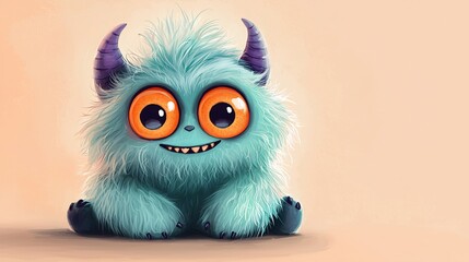 Obraz premium Cute monster sitting, digital art