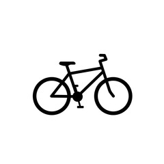 Fototapeta premium A classic black silhouette icon of a bicycle, representing cycling, transportation, and healthy lifestyle.