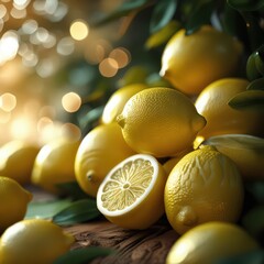 Fresh, juicy yellow and green citrus fruits, lemons and limes, are healthy and sour food