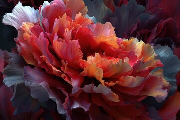 Obraz premium Close-up of a vibrant, textured peony blossom.