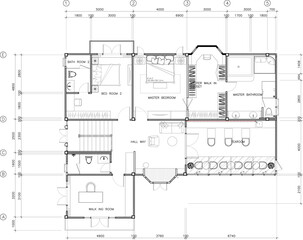 Vector Floor Plan Interior Design - second Floor Layout Blueprint