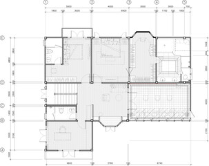 Furniture layout plan, floor layout, floor design, 2nd floor design, vector design
