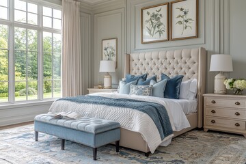 Elegant Bedroom with Natural Light and Stylish Decor