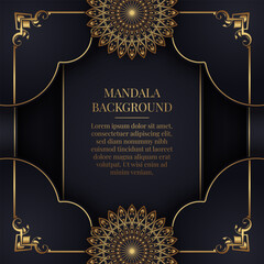Black background with gold mandala ornaments