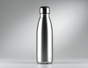 Silver Stainless Steel Water Bottle Mockup