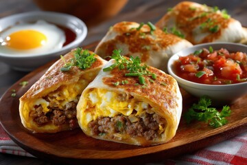 breakfast burrito cross-section showing filling ingredients