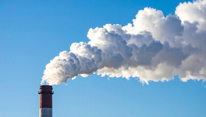 青空に立ち上る煙突の煙と空気の流れ