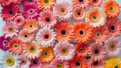 Vibrant Gerbera Daisy Flower Background Colorful Floral Arrangement of Pink Orange and Peach Blooms