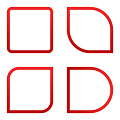 square shape red line design element transparent, basic shape square frame red design template png file