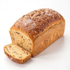 Whole Wheat Loaf with Seeds and Slice, Baking , Homemade