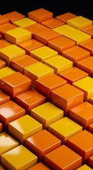 Abstract Orange and Yellow Cubes Pattern Background