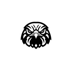 Fierce Hawk Head - Bold Black and White Graphic