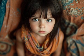 Fototapeta premium Close-up portrait of a young girl with expressive eyes.