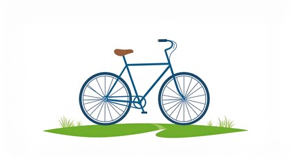 Fototapeta premium Illustration of a blue bicycle on a green path symbolizing eco friendly transportation and outdoor recreation for sustainable living