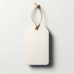 Simple Paper Tag with String on White Background