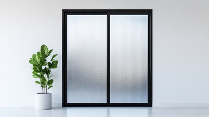 Modern sliding door with frosted glass