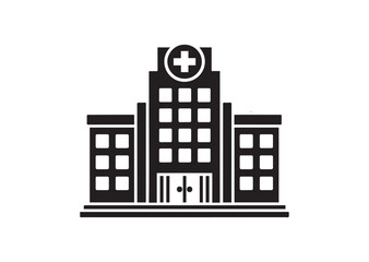Hospital Building Silhouette Vector